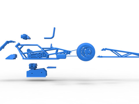 Top fuel dragster motorcycle Base Scale 1 to 25 3D Baskı Modeli