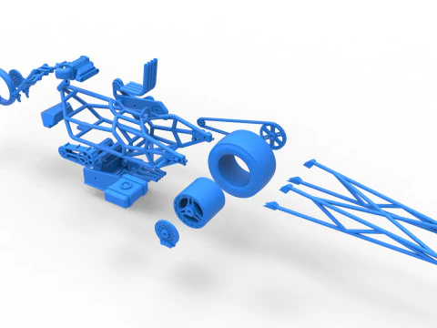 Top fuel dragster motorcycle Base Scale 1 to 25 3D Print Model