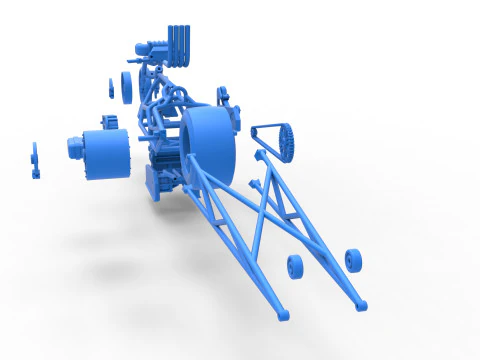 Top fuel dragster motorcycle Base Scale 1 to 25 3D Print Model