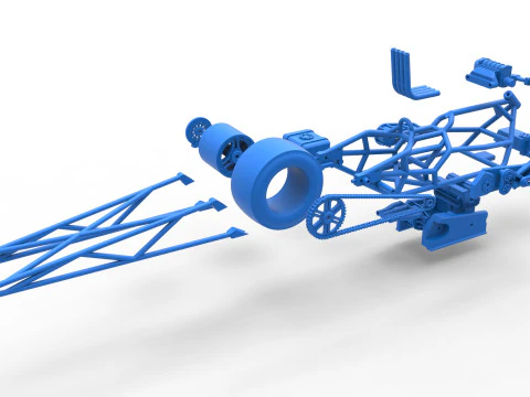Top fuel dragster motorcycle Base Scale 1 to 25 3D Print Model
