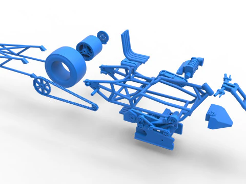 Top fuel dragster motorcycle Base Scale 1 to 25 3D Print Model