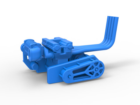 Engine of Top fuel dragster motorcycle Scale 1 to 25 3D Print Model