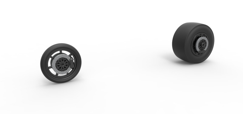 Wheel Set of Top fuel dragster motorcycle Scale 1 to 25 Modello di stampa 3D .c4d .max .obj .3ds .fbx .stl .blend
