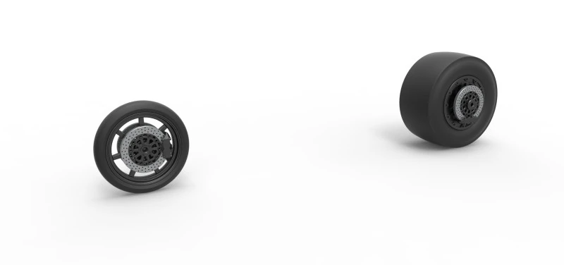 Wheel Set of Top fuel dragster motorcycle Scale 1 to 25 3D Print Model .c4d .max .obj .3ds .fbx .stl .blend 