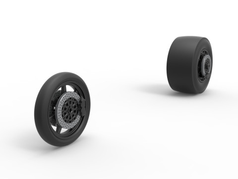 Wheel Set of Top fuel dragster motorcycle Scale 1 to 25 Modello di stampa 3D