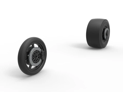 Wheel Set of Top fuel dragster motorcycle Scale 1 to 25 3D Print Model