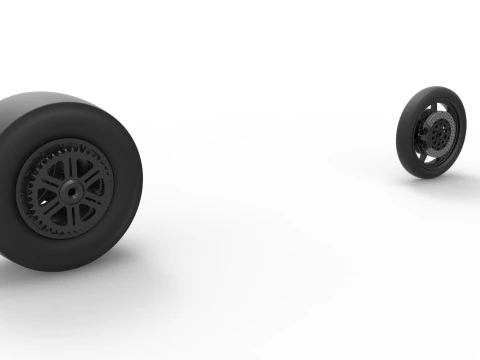 Wheel Set of Top fuel dragster motorcycle Scale 1 to 25 3D Print Model