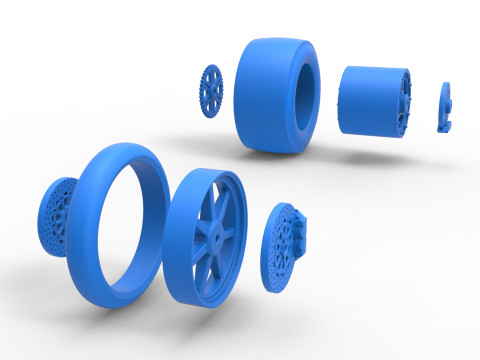 Wheel Set of Top fuel dragster motorcycle Scale 1 to 25 Modello di stampa 3D