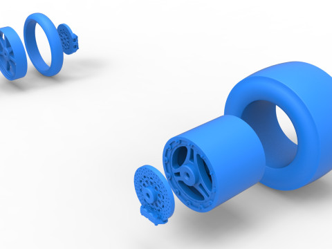 Wheel Set of Top fuel dragster motorcycle Scale 1 to 25 Modello di stampa 3D