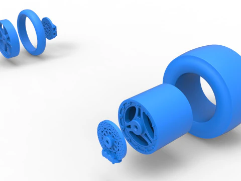 Wheel Set of Top fuel dragster motorcycle Scale 1 to 25 3D Print Model