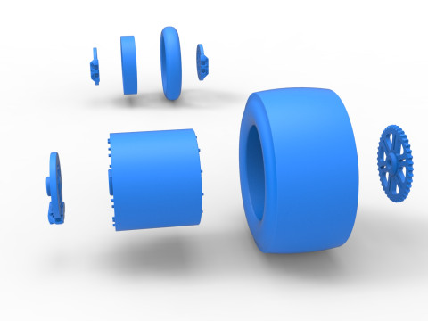 Wheel Set of Top fuel dragster motorcycle Scale 1 to 25 Modello di stampa 3D