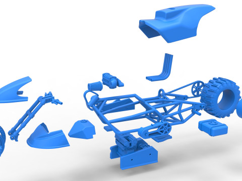 Top fuel Dirt dragster motorcycle Scale 1 to 25 3D Baskı Modeli