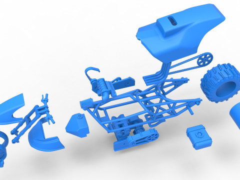 Top fuel Dirt dragster motorcycle Scale 1 to 25 3D Baskı Modeli