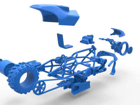 Top fuel Dirt dragster motorcycle Scale 1 to 25 3D Baskı Modeli
