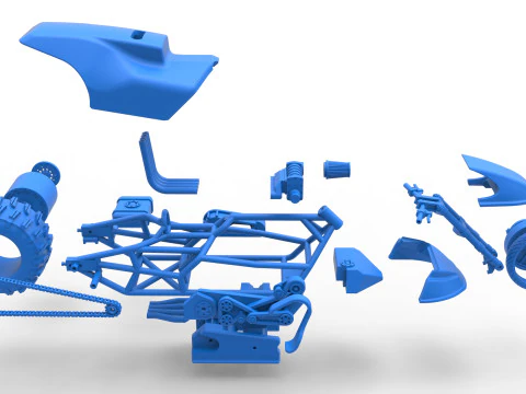 Top fuel Dirt dragster motorcycle Scale 1 to 25 3D Print Model