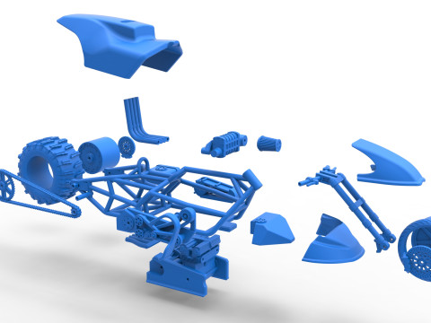 Top fuel Dirt dragster motorcycle Scale 1 to 25 3D Baskı Modeli