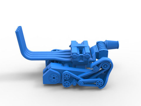 Engine of Top fuel Dirt dragster motorcycle Scale 1 to 25 3D-printmodel