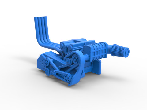 Engine of Top fuel Dirt dragster motorcycle Scale 1 to 25 3D-printmodel