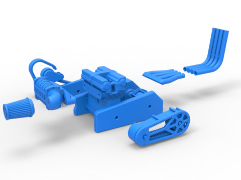 Engine of Top fuel Dirt dragster motorcycle Scale 1 to 25 3D-printmodel