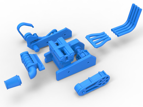 Engine of Top fuel Dirt dragster motorcycle Scale 1 to 25 3D-printmodel