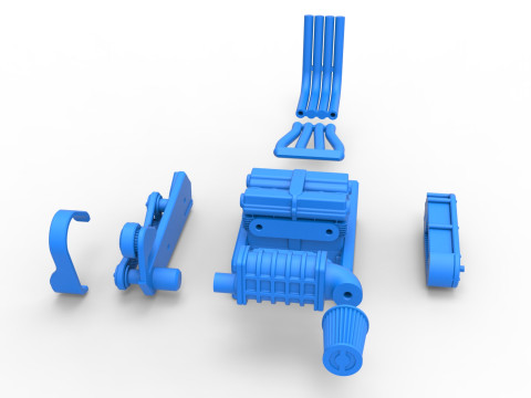 Engine of Top fuel Dirt dragster motorcycle Scale 1 to 25 3D-printmodel