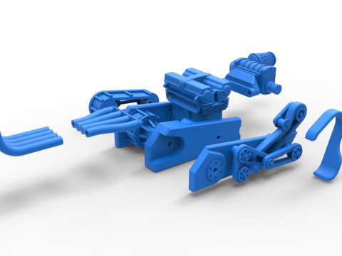 Engine of Top fuel Dirt dragster motorcycle Scale 1 to 25 3D-printmodel