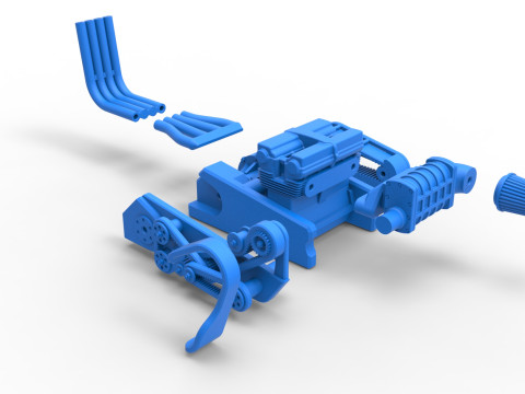 Engine of Top fuel Dirt dragster motorcycle Scale 1 to 25 3D-printmodel