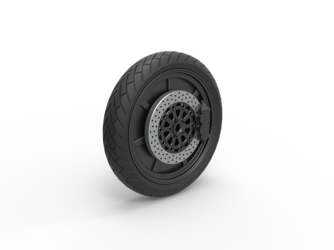 Front wheel of Top fuel Dirt dragster motorcycle Scale 1 to 25 3D Baskı Modeli