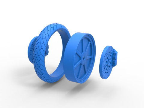 Front wheel of Top fuel Dirt dragster motorcycle Scale 1 to 25 3D Baskı Modeli