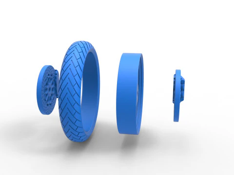 Front wheel of Top fuel Dirt dragster motorcycle Scale 1 to 25 3D Print Model