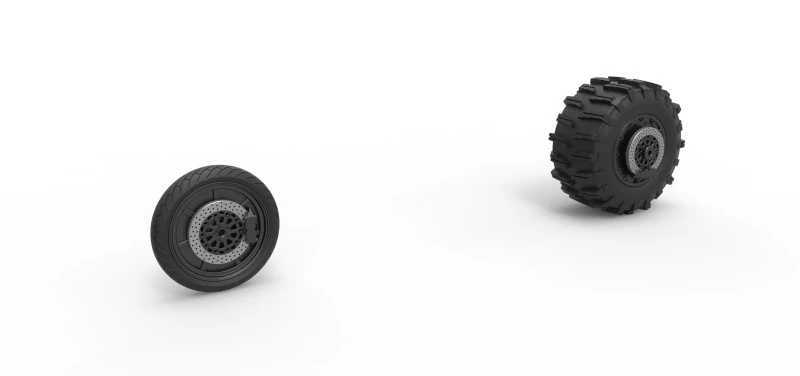 Wheel Set of Top fuel Dirt dragster motorcycle Scale 1 to 25 3D Print Model .c4d .max .obj .3ds .fbx .stl .blend 