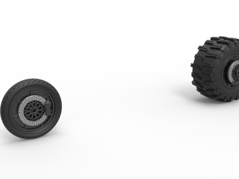 Wheel Set of Top fuel Dirt dragster motorcycle Scale 1 to 25 3Dプリントモデル