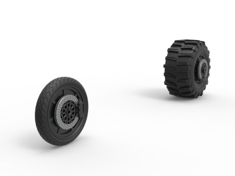 Wheel Set of Top fuel Dirt dragster motorcycle Scale 1 to 25 3D Принт Модель