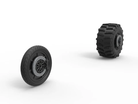 Wheel Set of Top fuel Dirt dragster motorcycle Scale 1 to 25 3D Print Model
