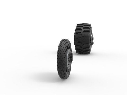 Wheel Set of Top fuel Dirt dragster motorcycle Scale 1 to 25 3D Принт Модель