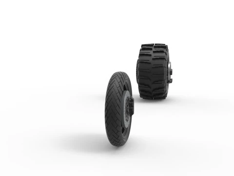 Wheel Set of Top fuel Dirt dragster motorcycle Scale 1 to 25 3D Print Model