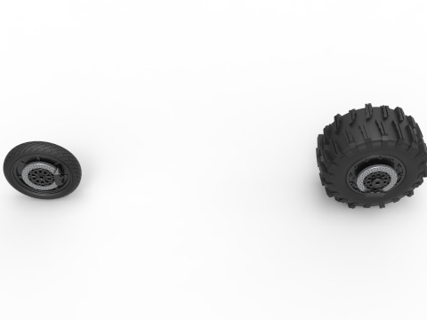 Wheel Set of Top fuel Dirt dragster motorcycle Scale 1 to 25 3D Принт Модель