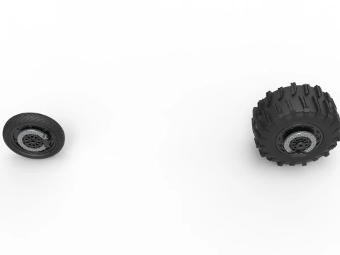 Wheel Set of Top fuel Dirt dragster motorcycle Scale 1 to 25 3D Print Model