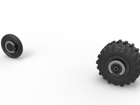 Wheel Set of Top fuel Dirt dragster motorcycle Scale 1 to 25 3D Принт Модель