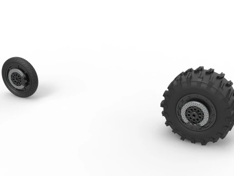 Wheel Set of Top fuel Dirt dragster motorcycle Scale 1 to 25 3D Print Model