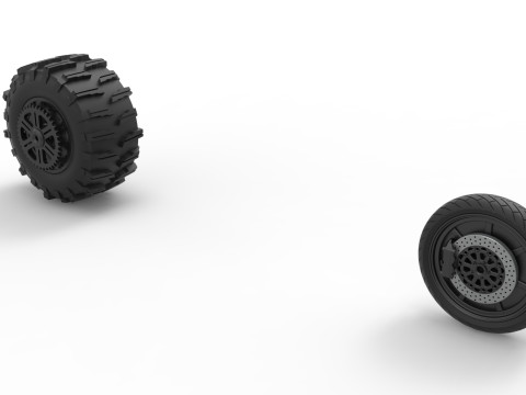 Wheel Set of Top fuel Dirt dragster motorcycle Scale 1 to 25 3D Принт Модель