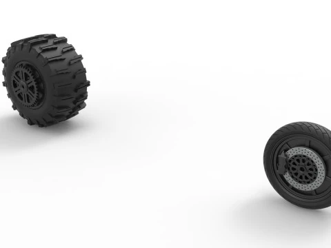 Wheel Set of Top fuel Dirt dragster motorcycle Scale 1 to 25 3D Print Model