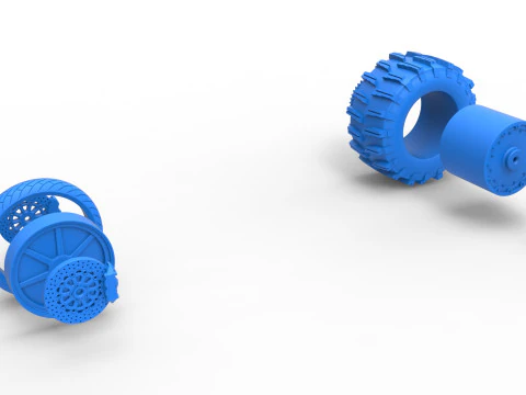 Wheel Set of Top fuel Dirt dragster motorcycle Scale 1 to 25 3D Print Model