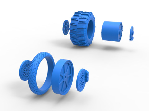 Wheel Set of Top fuel Dirt dragster motorcycle Scale 1 to 25 3D Принт Модель