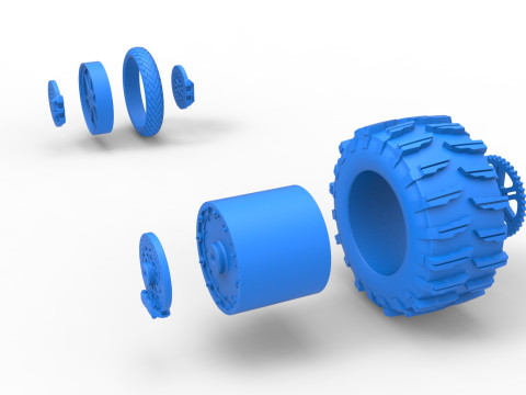 Wheel Set of Top fuel Dirt dragster motorcycle Scale 1 to 25 3D Принт Модель