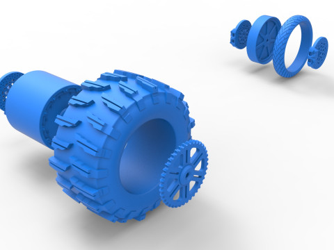 Wheel Set of Top fuel Dirt dragster motorcycle Scale 1 to 25 3D Принт Модель