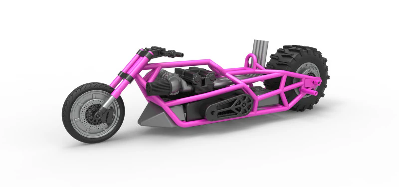 Top fuel Dirt dragster motorcycle Base Scale 1 to 25 3D Print Model .c4d .max .obj .3ds .fbx .stl .blend 