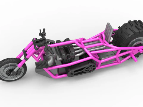 Top fuel Dirt dragster motorcycle Base Scale 1 to 25 3D Print Model