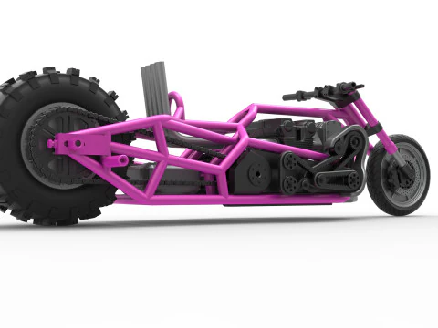 Top fuel Dirt dragster motorcycle Base Scale 1 to 25 3D Print Model