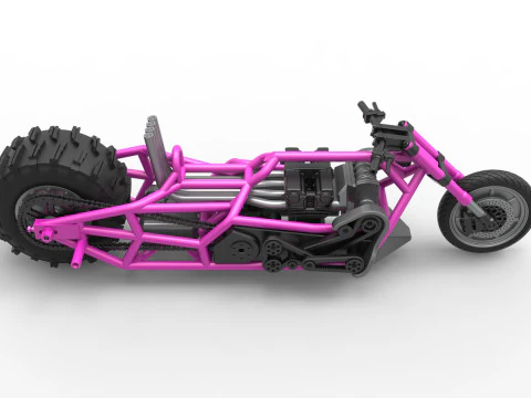 Top fuel Dirt dragster motorcycle Base Scale 1 to 25 3D Print Model
